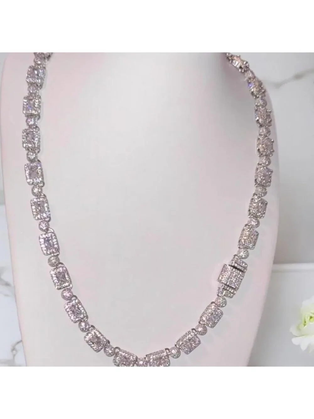 Iced Out Tennis Cluster Necklace D 2 Fc